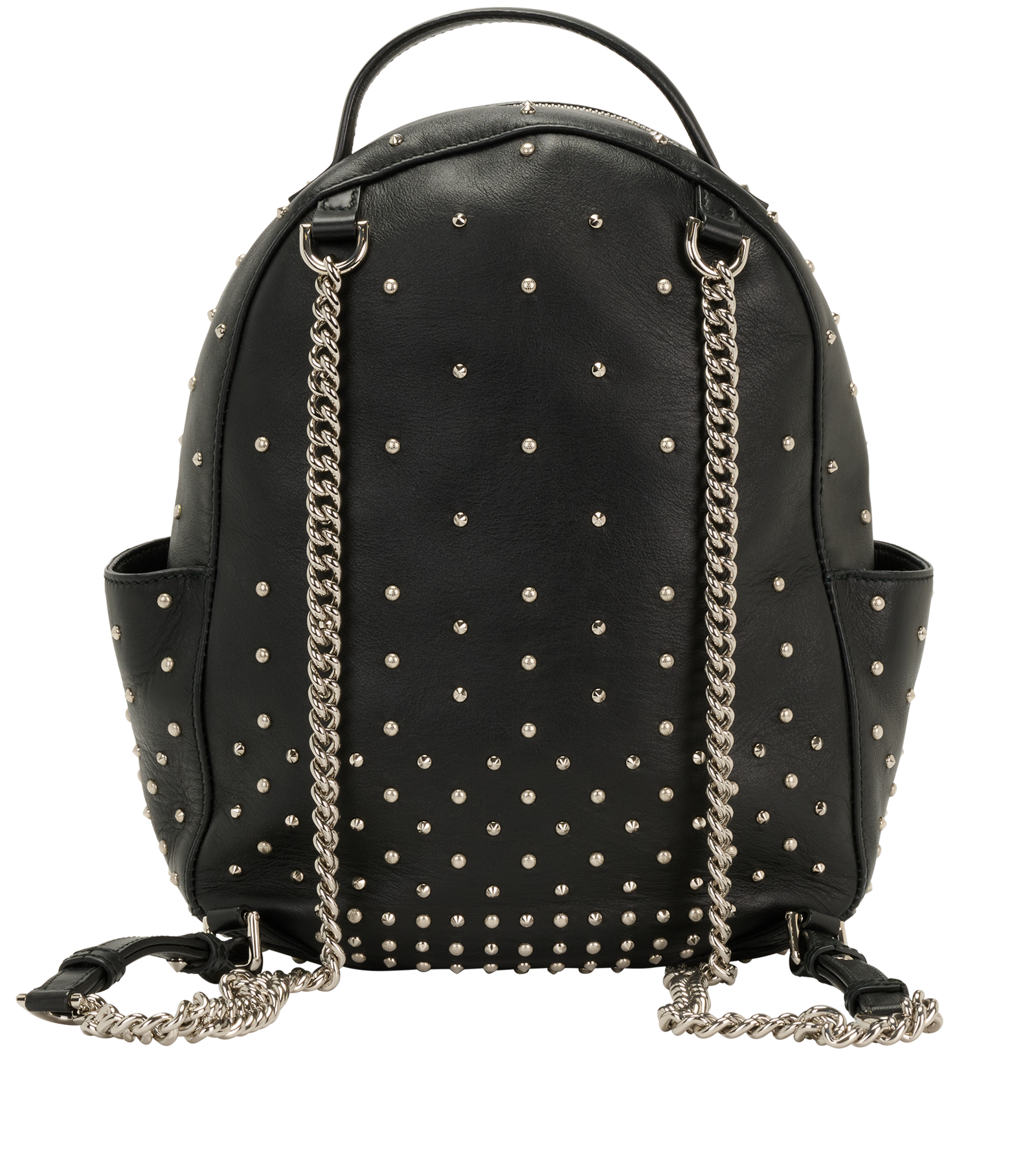Studded Backpack, &pound;375, Handbags, Black, Leather, Back view